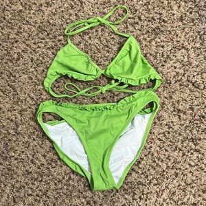 J.Crew two piece ruffle bikini in lime green